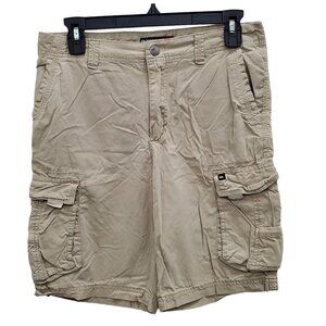 Quicksilver Men's Tan Khaki Surfer Skater Cargo Pocket Shorts Size 29‎